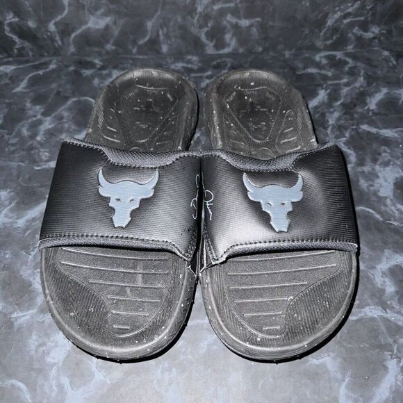 Under Armour Project Rock Sideline Slides Blood Sweat Respect Sandals Size 7 - Picture 1 of 6